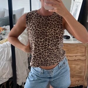 Vintage Talbots Leopard‎ Print Silk Cashmere Blend Sleeveless Top
